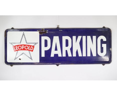 Leopold enamel signSizes: L=1500mm l=500mmWeight (K): 8.3kgState: After checking - normal wear - no restoration - no repair
