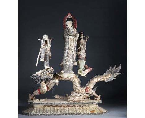 Imposing Chinese sculpture of a dragon and Buddhas circa 1930Sizes: H=720mm L=850mmWeight (K): 11.5kgState: After checking - 
