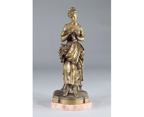 Bronze "young woman with knitting"Sizes: H=330mm L=140mmWeight (K): 3.3kgState: at first glance - good condition - no restora