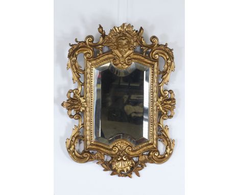 19th century golden mirrorSizes: H=500mm l=370mmWeight (K): 1.950kgState: After verification - parts missing - no restoration
