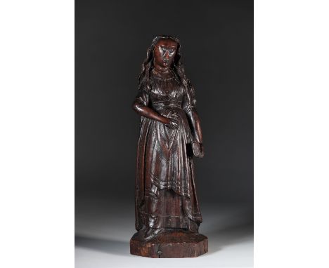 Rare pregnant virgin in carved wood probably Flanders XVISizes: H=500mm L=180mmWeight (K): 2.810kgState: After checking - nor