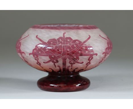 French Glass Art Deco Cut Geometric Shapes Acid ClearedSizes: H=120mm D=180mmWeight (K): 0.920kgState: at first glance - good