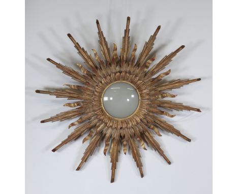 Large "double" sun mirror in gilded woodSizes: D= 680mmWeight (K): 4.3kgState: at first glance - good condition - no restorat