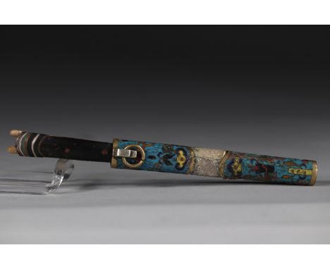 Japanese chopsticks and knife with cloisonne and shagreen scabbard 19thSizes: L=195mmWeight (K): 0.095kgState: After checking