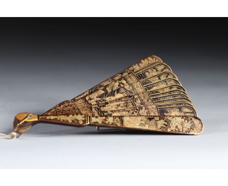 Fan in golden black lacquer, China XIXthRegion: CHINASizes: L=180mm l=330mmWeight (K): 0.030kgState: at first glance - good c