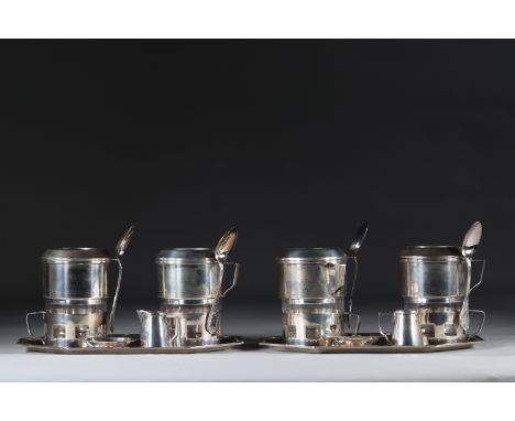 Pair of sterling silver coffee services (800)Sizes: H=180mm L=270mm l=160mmWeight (K): 3.4kgState: at first glance - good con