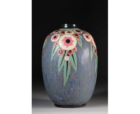 Charles Catteau Keramis Art Deco stoneware vase with floral decorationSizes: H=275mm D=175mmWeight (K): 2.430kgState: at firs