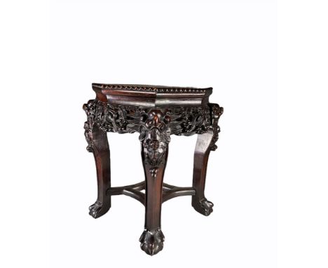 Iron wood saddle with marble top, late 19th century China.Region: CHINASizes: H=460mm L=400mmWeight (K): 8.300kgState: at fir