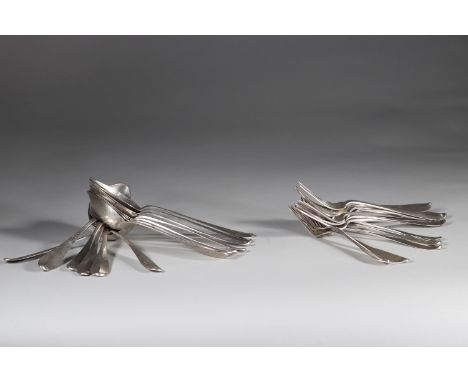 Lot of silver cutlery forks and spoons Belgian hallmarksSizes: diversWeight (K): 1.350kgState: at first glance - good conditi
