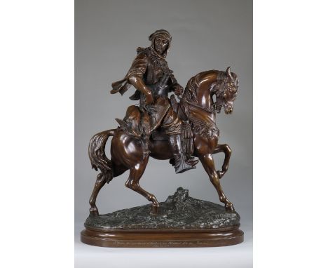 After Alfred BARYE (1839- 1882) and Emile GUILLEMIN (1841-1907) Orientalist riderSizes: H=650mm L=490mmWeight (K): 14.9kgStat