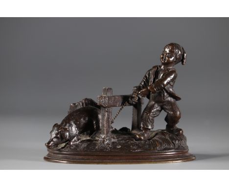 Bronze young boys and pigsSizes: H=100mm L=130mmWeight (K): 0.700kgState: at first glance - good condition - no restoration -