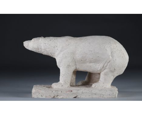 Herbert GELDHOF (1929-2007) plaster sculpture "the polar bear"Sizes: H=165mm L=280mm l=130mmWeight (K): 3.2kgState: at first 