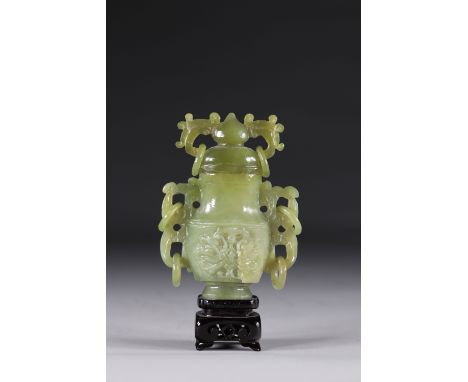 China vase covered in green jade circa 1900Region: CHINASizes: H=175mm L=110mmWeight (K): 0.400kgState: at first glance - goo