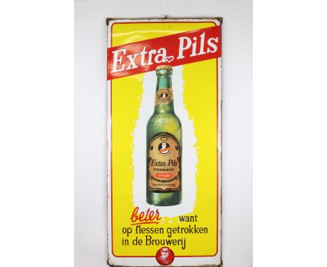 Enamel plate Extra Pils Pied BœufSizes: H=1470mm L=675mmWeight (K): 12.1kgState: After checking - normal wear - no restoratio