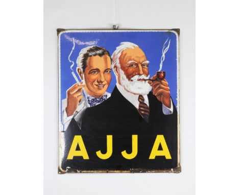 AJJA enamel sign "the smokers"Sizes: H=650mm L=550mmWeight (K): 3.7kgState: After checking - normal wear - no restoration - n