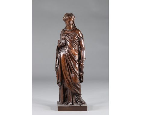 Bronze "woman in the antique" Barbadian foundry stampSizes: H=400mm L=120mmWeight (K): 4.144kgState: at first glance - good c