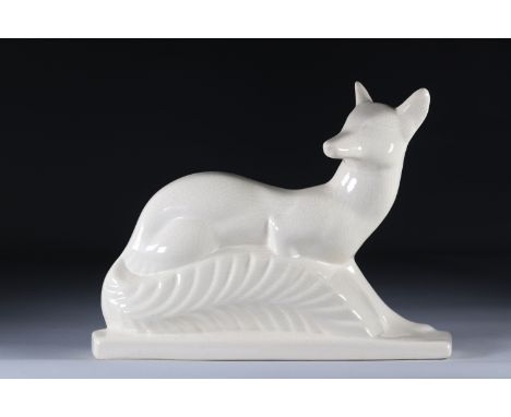 Cracked earthenware statue "the fox"Sizes: H290mm L=370mm l=80mmWeight (K): 2.040kgState: at first glance - good condition - 