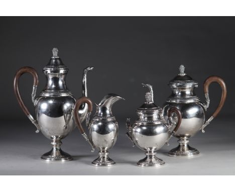 Empire style sterling silver serviceSizes: H cafetiere=240mm H theiere=290mm H pot a lait =170mm H sucrier=180mmWeight (K): 1