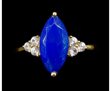 9ct gold marquise cut opal and white zircon ring, hallmarkedCondition Report:Approx 2.1gm, size R-S