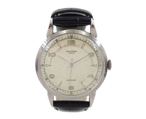 Universal Geneve gentleman's stainless steel bumper automatic wristwatch, Cal. 139, back case No. 1300998 20203, silvered dia