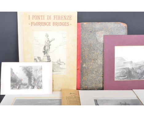 A collection of Victorian 19th century and early 20th century etching and engraving prints of British countryside and city sc