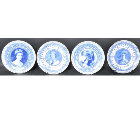 A collection of Wedgwood commemorative Queen's ware Royalty plates. The plates to celebrate the golden jubilee of Her Majesty