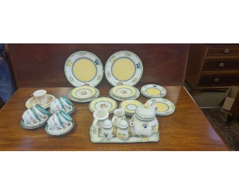 Quantity of Villeroy &amp; Boch French Garden Fleurence pattern dinner and tea wares, 6 Victorian tea cups and saucers and a 