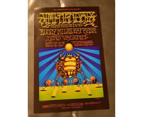 Bill Graham presents Hendrix. Rick Griffin/Victor Moscoso Second print poster, 14 1/3" x 21 1/2". Winterland 10/11/12 68 BGT-