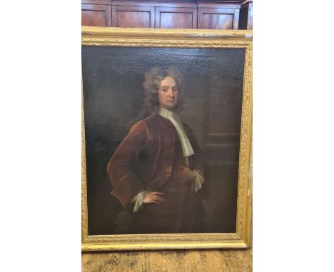 Michael Dahl (Swedish 1659-1743).  Attributed to Michael Dahl, portrait of Joseph Musgrave wearing a red coat and embroidered