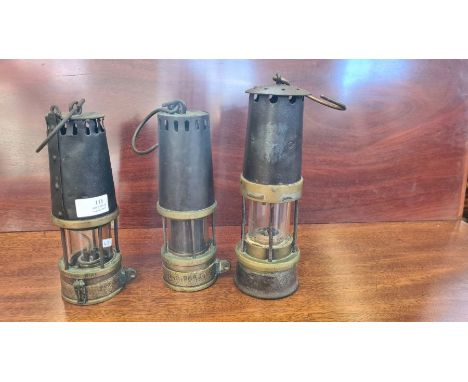 2 x vintage Richard Johnson, Clapham &amp; Morris miners lamps and a protector miners lamp.