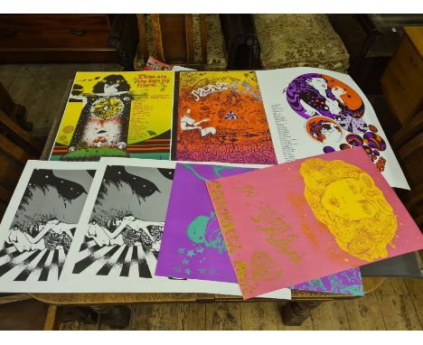 7 x Nigel Mentzels Spirits of the Sixties posters - Sgt Pepper Lonely Hearts Club Psychedelic Music poster, 23 3/8" x 15 11/1