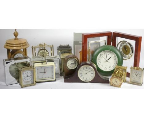 An early 20th Century oak cased mantel clock by Ansonia Clock Co USA, having 8 day movement striking to gong, together with a