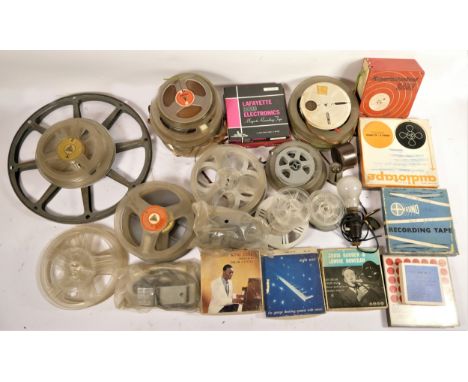 A collection of 16mm and 8mm reels, an Enmig mark 501 projector, a Dixons Toei Talkie 8mm projector, a Nec 5000 portable and 