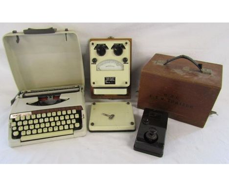 Brother deluxe 900 typewriter, radiation training simulator 'Trainer for meter survey radiac remote indicating No1' and bakel