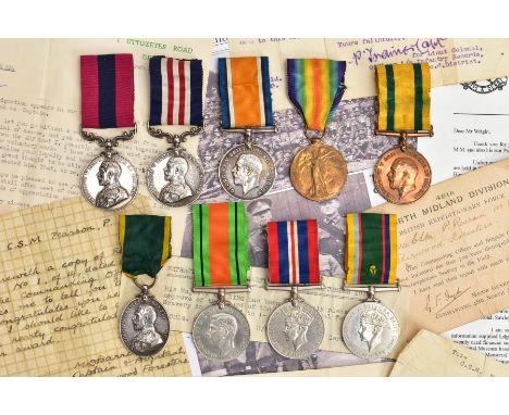 AN EXCEPTIONAL  WWI DOUBLE GALLANTRY GROUP TO AN ENLISTED MAN FROM SOUTH DERBYSHIRE, this group consists of Geo V Distinguish