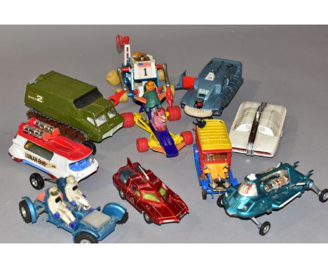 A QUANTITY OF UNBOXED AND ASSORTED PLAYWORN MAINLY FILM &amp; TV RELATED DIECAST VEHICLES, to include  Corgi Toys The Hardy B