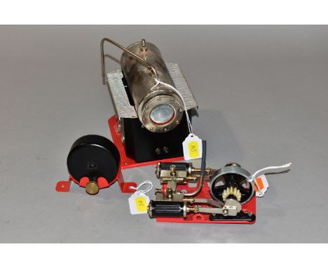 AN UNBOXED WILESCO TWO CYLINDER LIVE STEAM GAS FIRED MARINE ENGINE, No.D48, not tested, playworn condition and has been fired