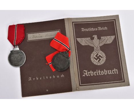 A GERMAN WW II ITEMS, to include a Third Reich era Arbeitsbuch (workbook) thirty eight page variety, many entries but may be 
