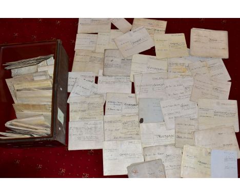 INDENTURES, approximately one hundred and fifteen Legal Documents on parchment/vellum dating from 1709 - 1856 to include Deed