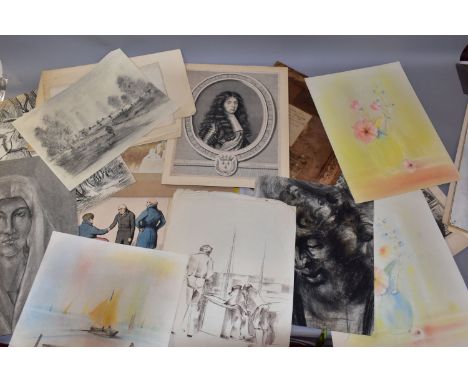 DRAWINGS AND PRINTS, a large Folio containing a number of drawings and sketches by local Tamworth artist Jack Smith and Roger