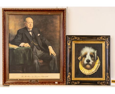 ENGLISH SCHOOL, 20TH/21ST CENTURY (9)Portrait of a dog in a ruffoil on canvas29.5 x 24cmtogether with two reproduction prints