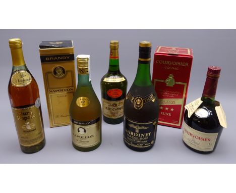 Brandy - D. Campony Napoleon VSOP Brandy 75cl, Courvoisier three star Luxe Cognac, 680ml, both in cartons, Bardinet Napoleon 
