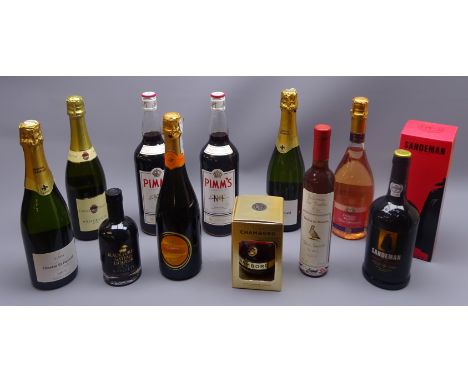Mixed Alcohol - Two Cava, two Pimm's, 1ltr, Two Prosecco, Pinot Rose Spumante, Sandeman Ruby Porto in carton, Black Forest &a