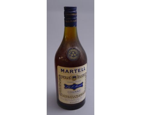 J & F Martell three Star Cognac, no proof or contents given, screw cap bottle, 1btl