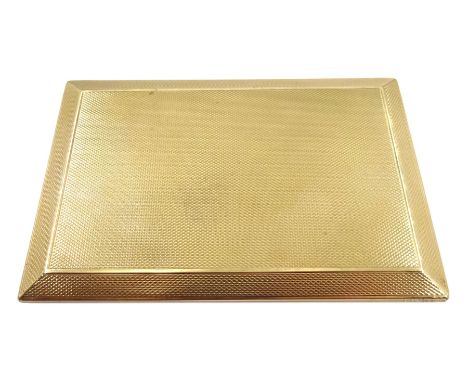 Early 20th century 9ct gold cigarette case, engine turned decoration and slide lock, patent No. 21914 by Asprey &amp; Co Ltd,