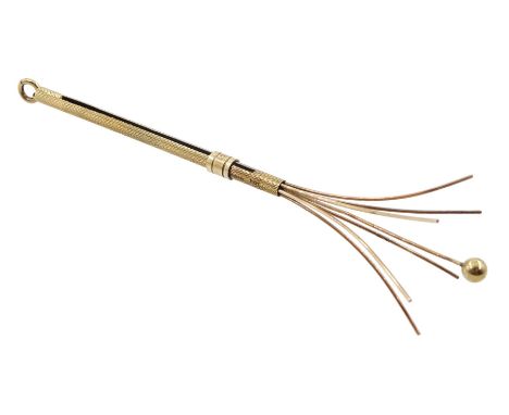 9ct gold propelling cocktail swizzle stick, hallmarked