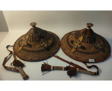A Pair of African Cattle herder's hat; [Fulani people] (Ghana, Chad, Cameroon, Niger, Nigeria, Mal, Burkina Faso and Guinea-C
