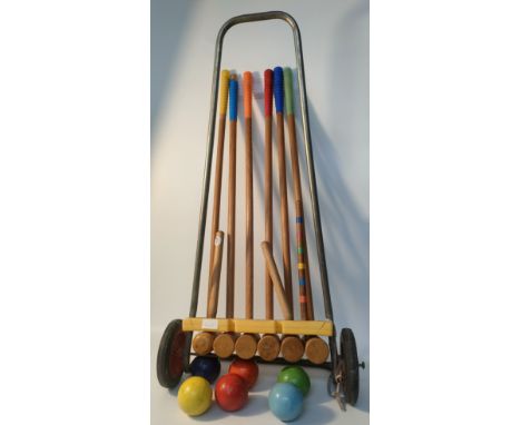 Vintage South Bend 6-Player Croquet Set with croquet balls 