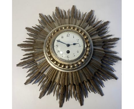 19th century French Sun burst wall clock with enamel face by Japy Freres [45x45cm] 