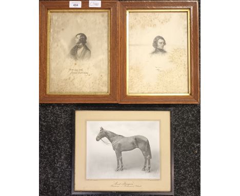 Three Artworks;A pair of portrait engravings by J.C Armytage.Black and white antique print ''Red Fingers'', signed. 